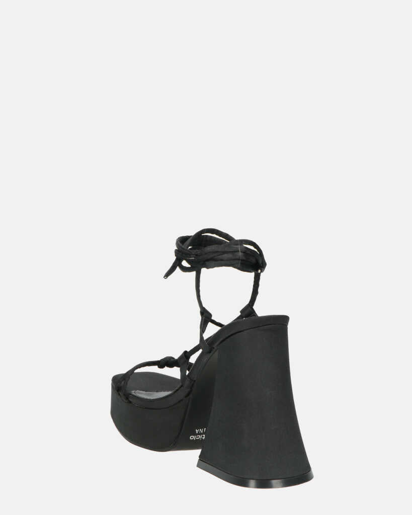 LORINA - sandali con tacco e platform in lycra nero
