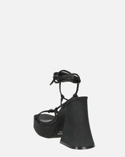 LORINA - sandali con tacco e platform in lycra nero