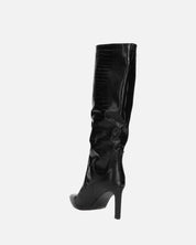 CAROLINE - stivale alto con tacco in nero pitonato