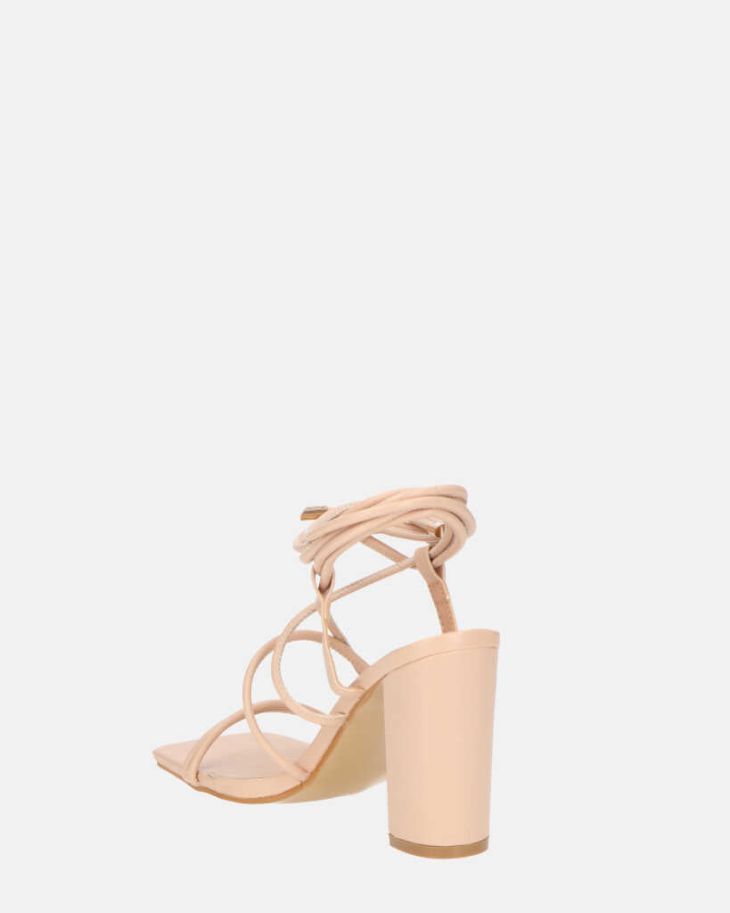 MARISOL - sandali con tacco beige con lacci