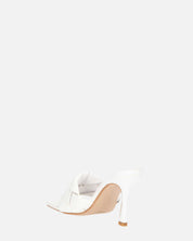 ENRICA - sandalo in pelle bianca intrecciata con tacco