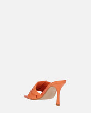 ENRICA - sandalo in pelle arancio intrecciata con tacco