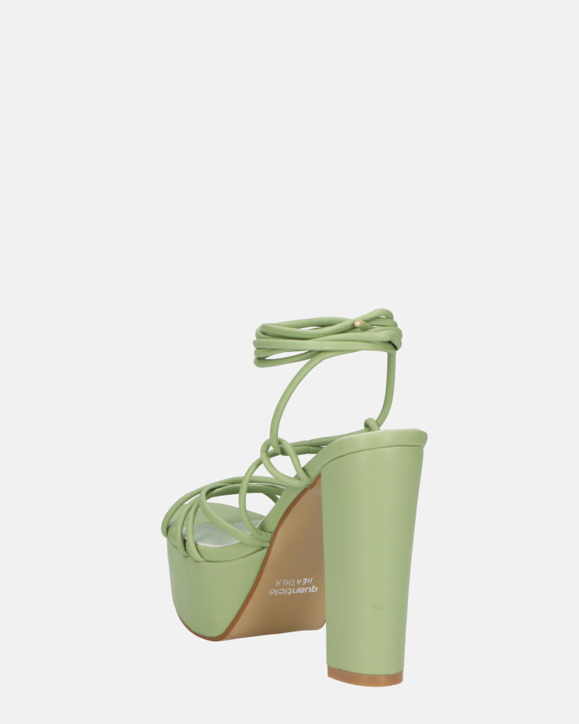HEATHER - sandali platform in ecopelle verde con tacco alto