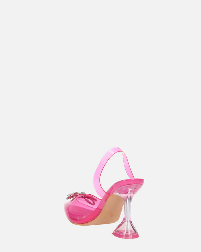 CONSUELO - tacchi in perspex fucsia con decorazioni in punta