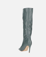 LOLY - stivale con tacco in coccodrillo grigio