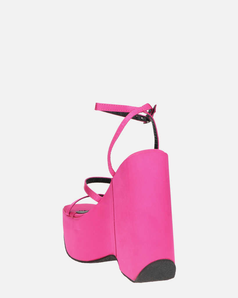 MARIMAR - sandali con zeppa in lycra fucsia
