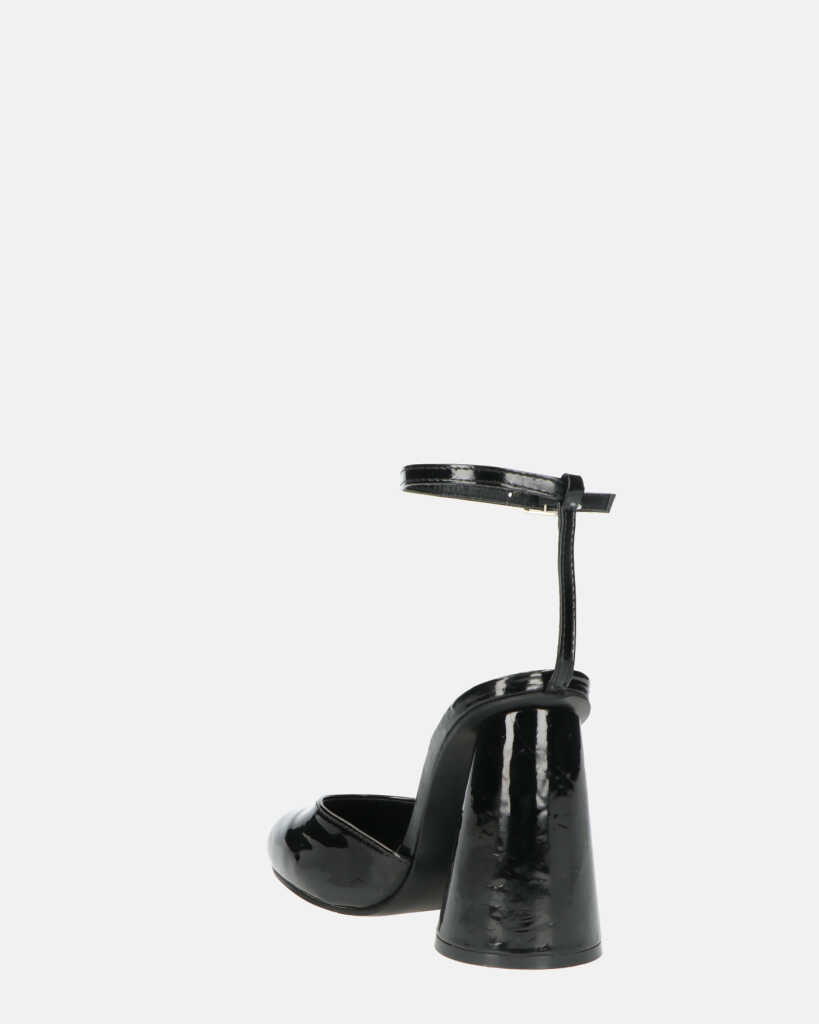 MAYBELLE - sandali in glassy nero con tacco cilindrico
