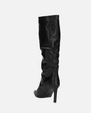 CAROLINE - stivale alto nero con tacco in pelle