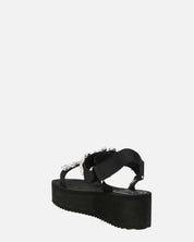 LIZIE - sandalo con plateau in camoscio nero e gemme
