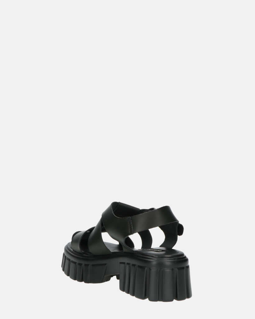 MACKENZIE - sandali platform con cinturini in ecopelle nera
