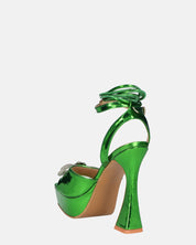 JANINE - tacchi alti con platform in glassy verde e fiocco con gemme