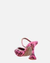 PERAL - scarpa con tacco in leopardato rosa con gemme