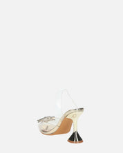 KENAN - scarpe in perspex oro con decorazione di gemme in punta