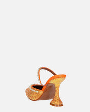 PERAL - scarpa con tacco in glitter arancio con gemme