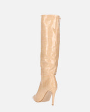 LOLY - stivale con tacco in coccodrillo beige