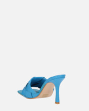 ENRICA - sandalo in pelle blu intrecciata con tacco