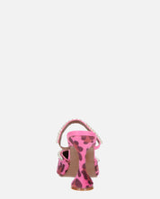PERAL - scarpa con tacco in leopardato rosa con gemme