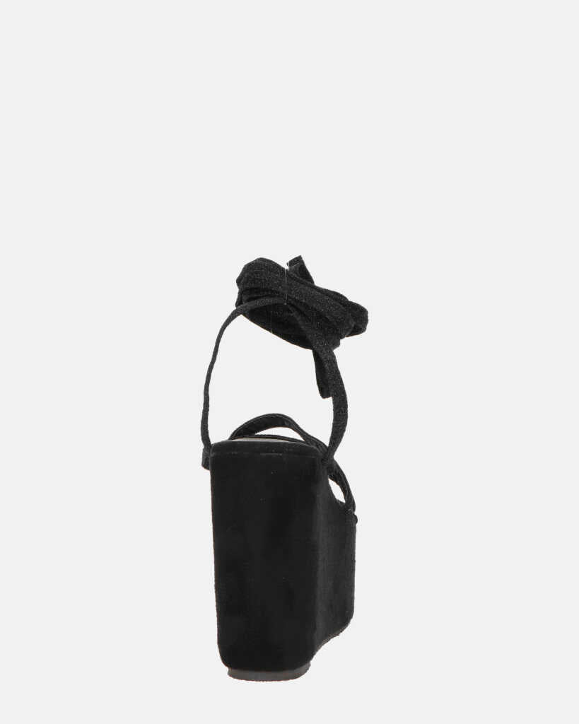 OLLIE - zeppa nera con lacci glitterati