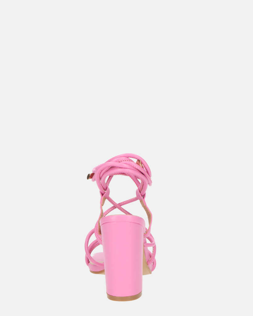 MARISOL - sandali con tacco rosa con lacci
