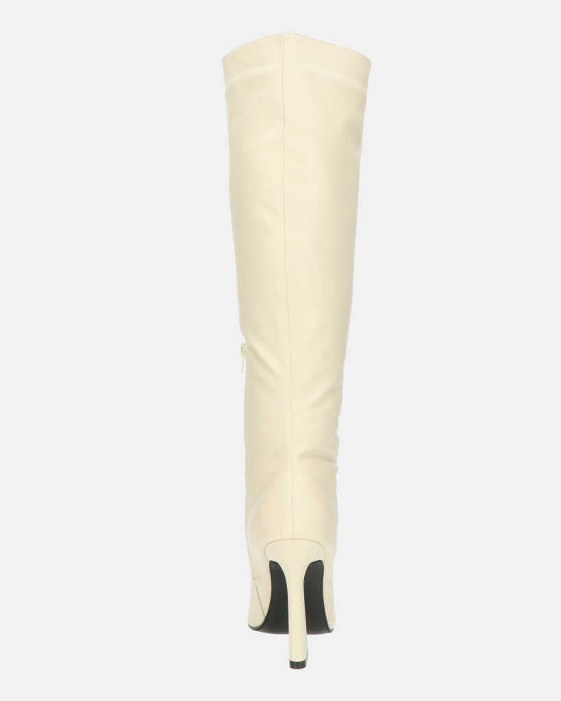 KELLY - stivale alto beige con cerniera laterale