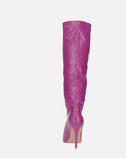 LOLY - stivale con tacco in coccodrillo viola