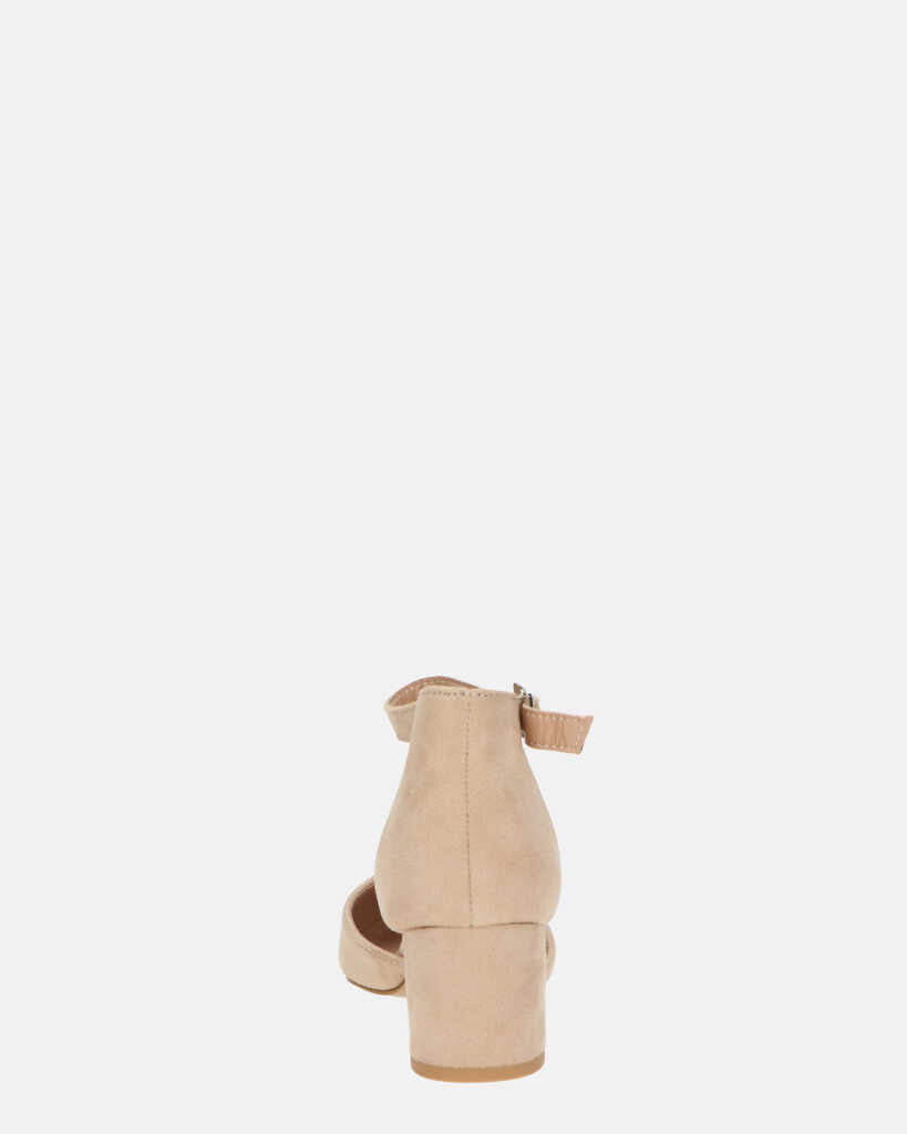 GINNY - sandalo in camoscio beige con tacco