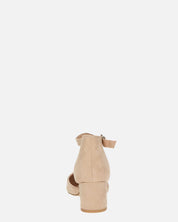 GINNY - sandalo in camoscio beige con tacco
