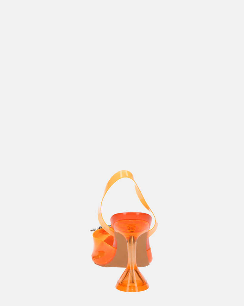 KENAN - scarpe in perspex arancio con decorazione di gemme in punta