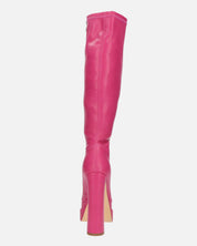 NIKITA - stivali alti in fuchsia PU con platform a punta