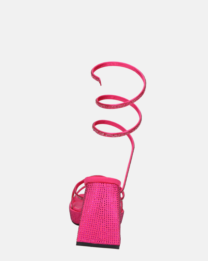 AZUKA - sandales fuchsia à talon et spirale