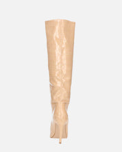 LOLY - stivale con tacco in coccodrillo beige