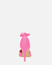 MAURA - tacchi a spillo a punta con lacci in lycra fucsia