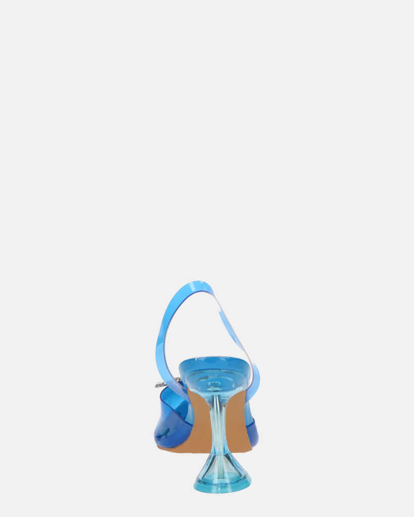 KENAN - scarpe in perspex blu con decorazione di gemme in punta