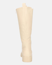 ARIANNA - stivali alti beige con banda elastica e cerniera