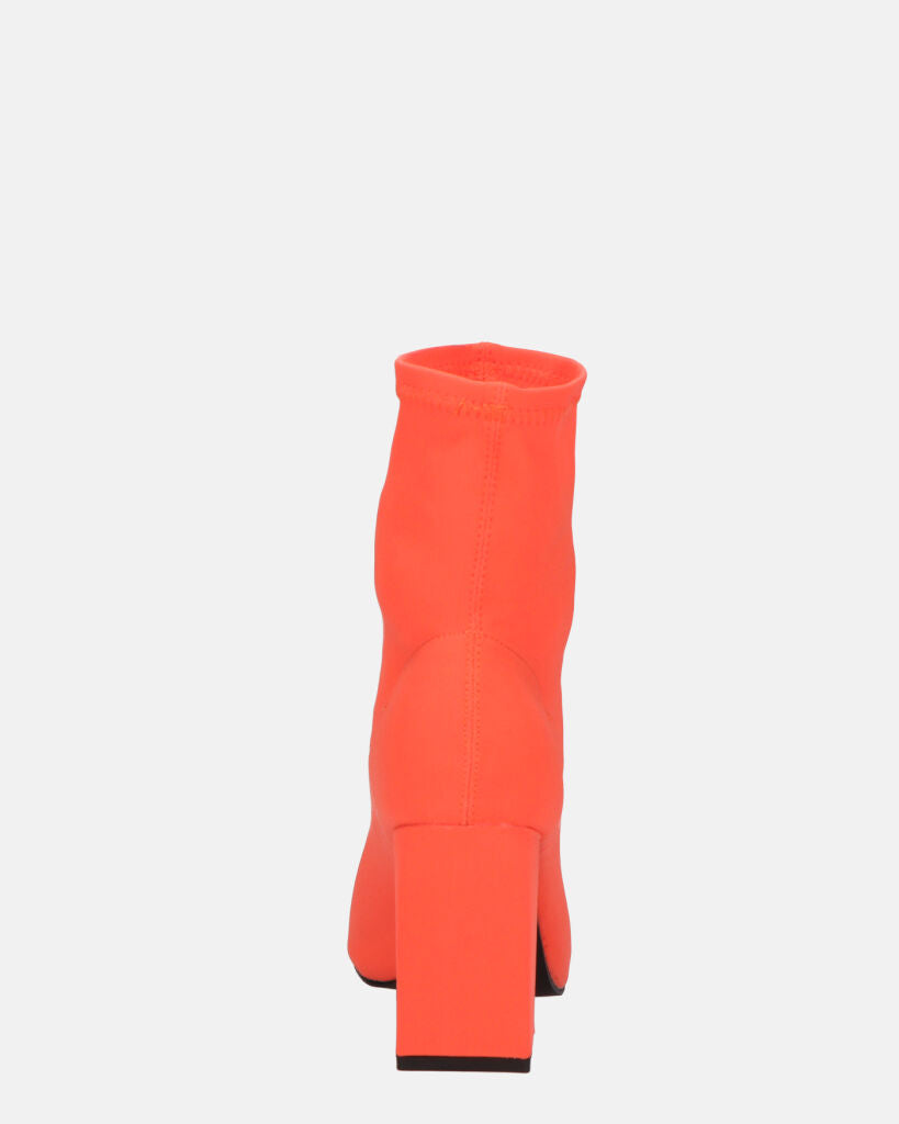MARGOT - stivaletti in lycra arancione con tacco