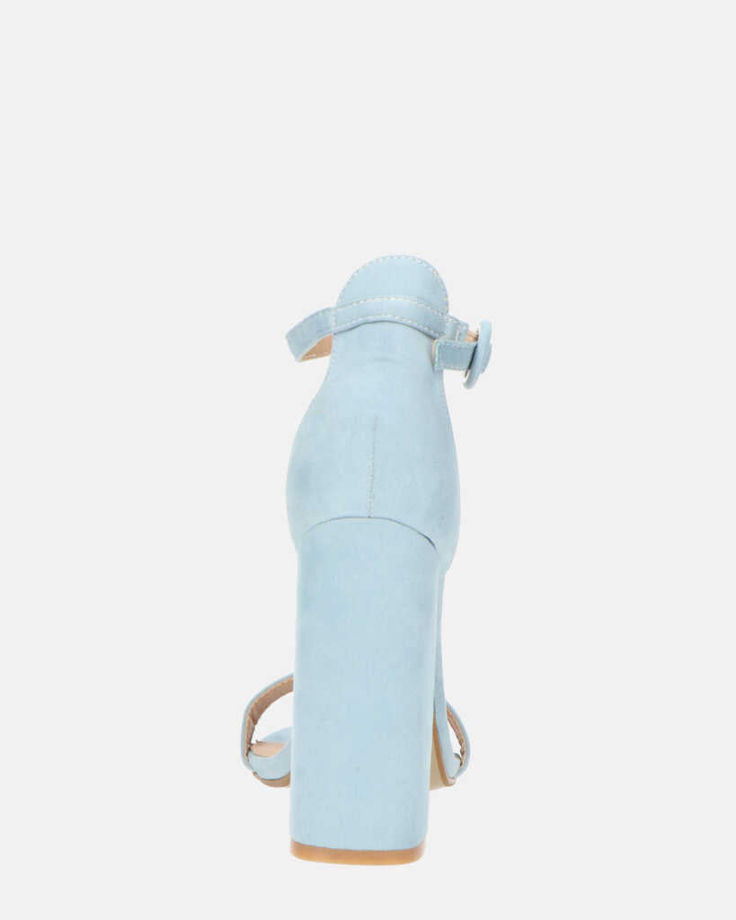 SELENE - sandalo con tacco in camoscio azzurro