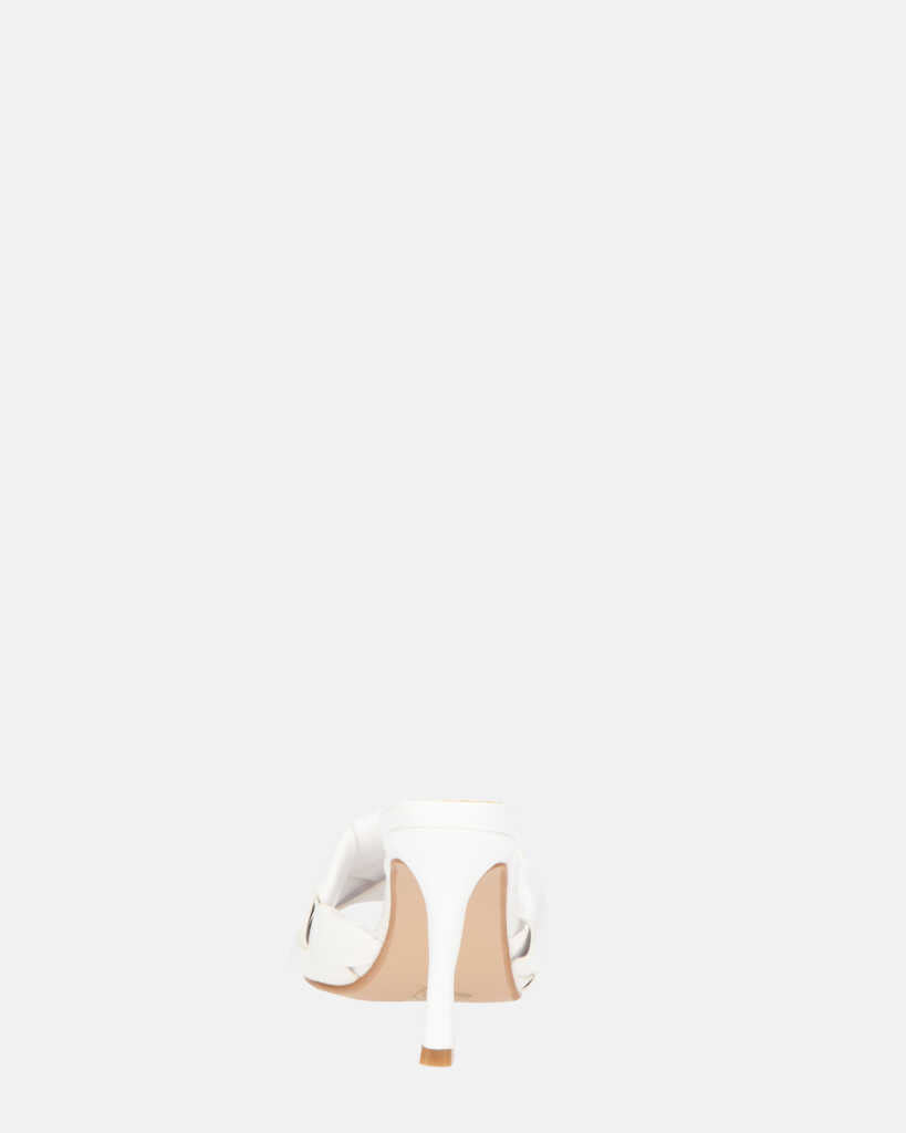 ENRICA - sandalo in pelle bianca intrecciata con tacco