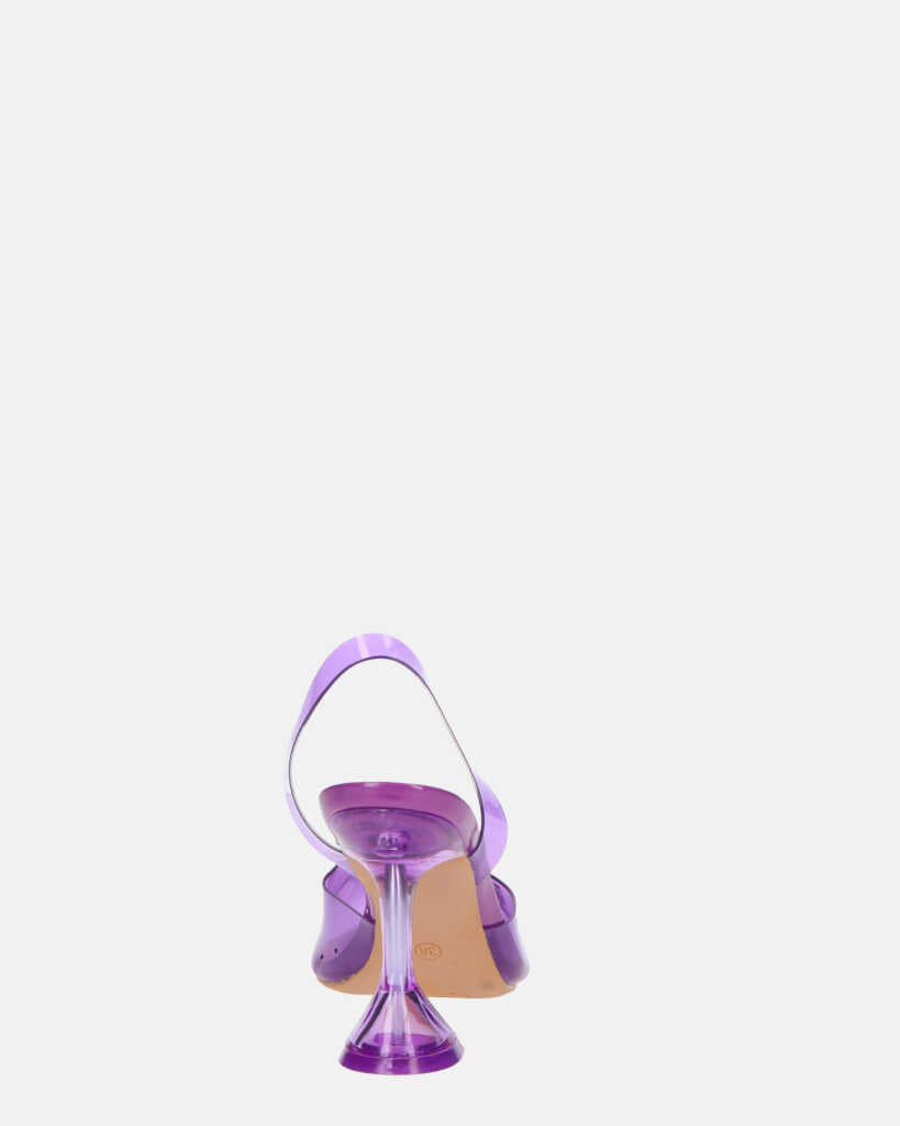 CONSUELO - tacchi in perspex viola con decorazioni in punta