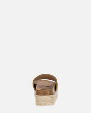 BRYANA - ciabatte con platform in paglia e banda khaki con stella dorata