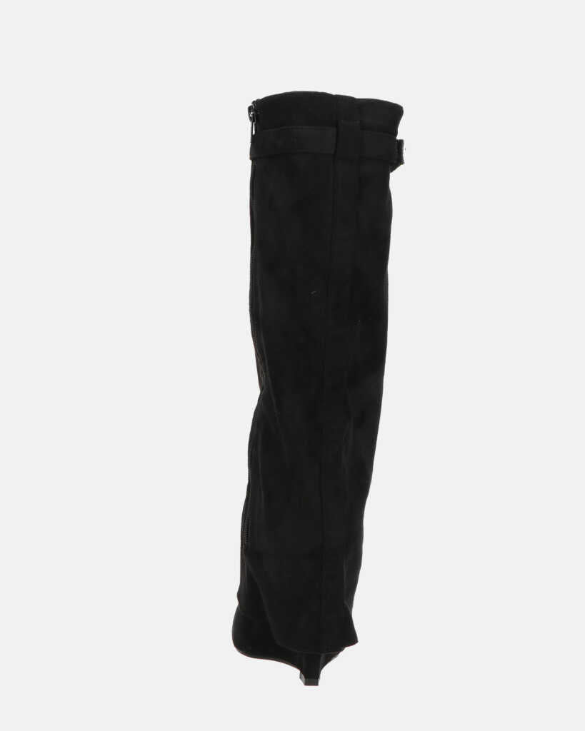 FLAVIA - botte haute noire avec revers