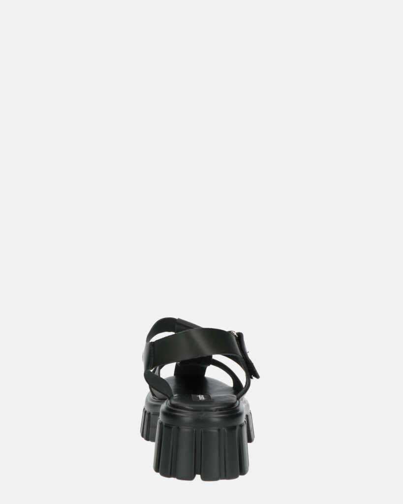 MACKENZIE - sandali platform con cinturini in ecopelle nera