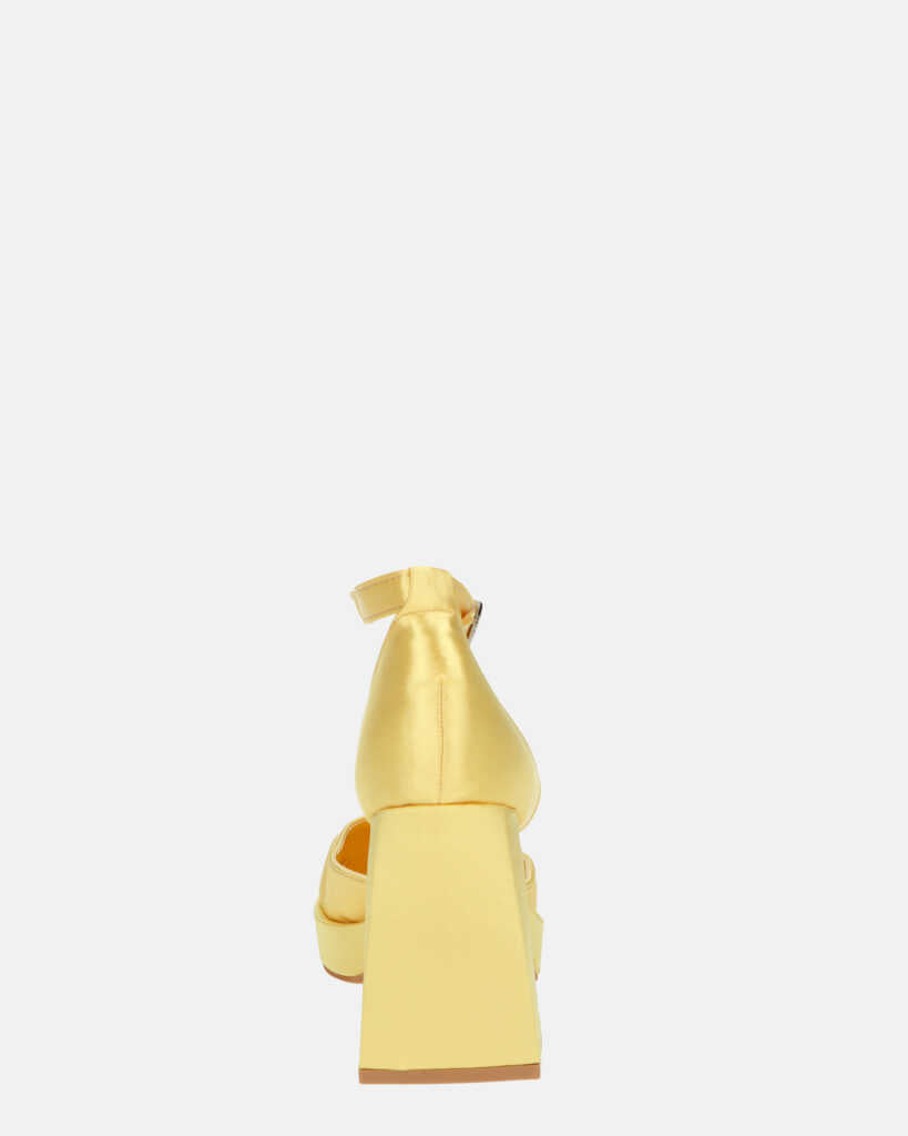 VIDA - scarpe con tacco squadrato in satin giallo