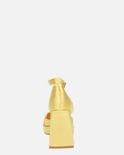 VIDA - scarpe con tacco squadrato in satin giallo