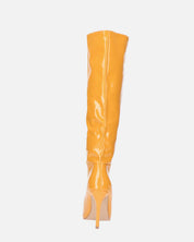 LOLY - stivale con tacco in glassy arancione