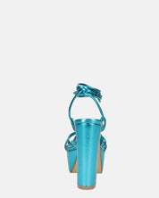 HEATHER - sandali platform in glassy blu elettrico con tacco alto