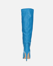 LOLY - stivale con tacco in coccodrillo blu