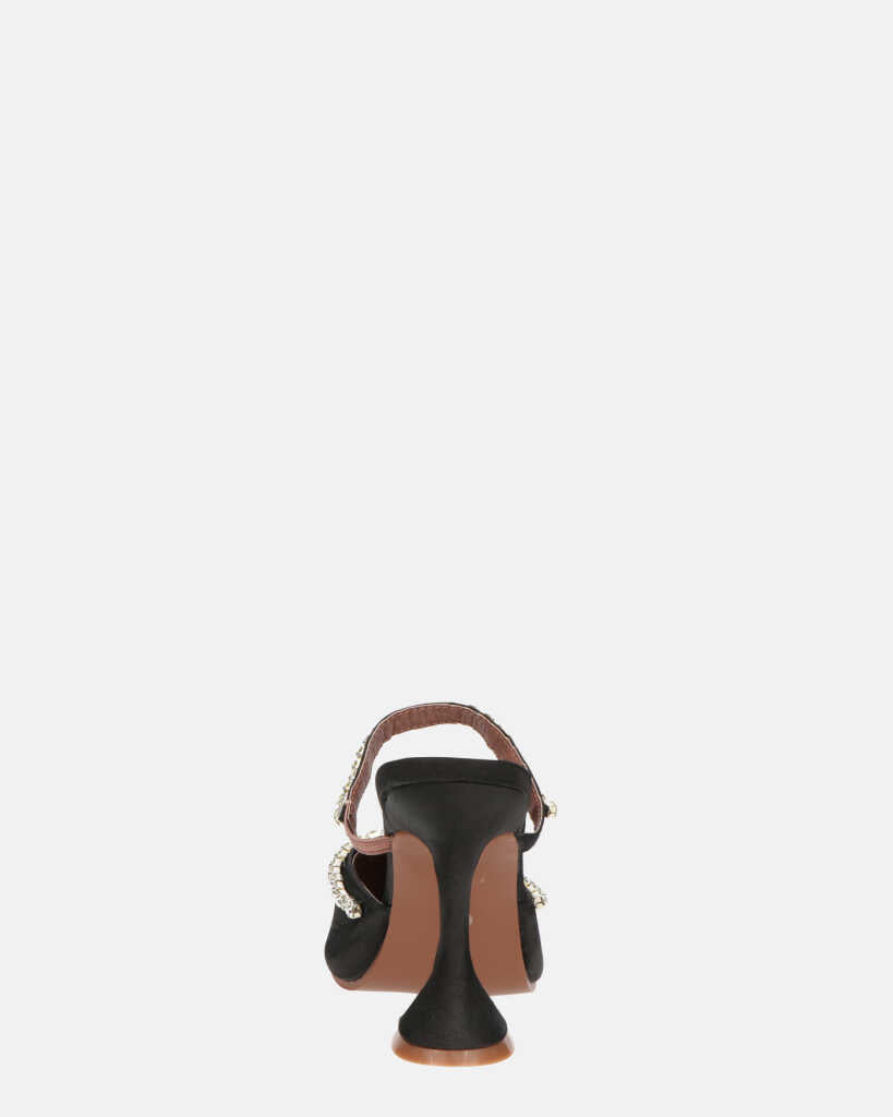 PERAL - scarpa con tacco in nero lycra con gemme