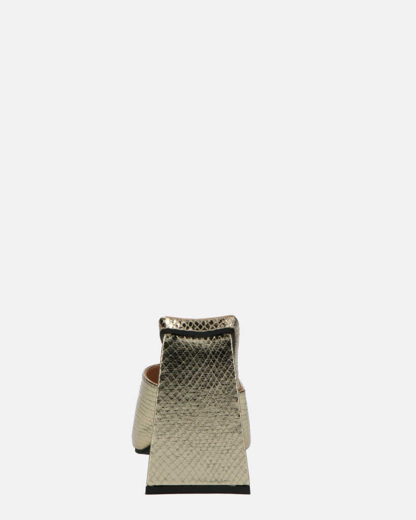 BUKET - sandali con tacco in oro pitonato