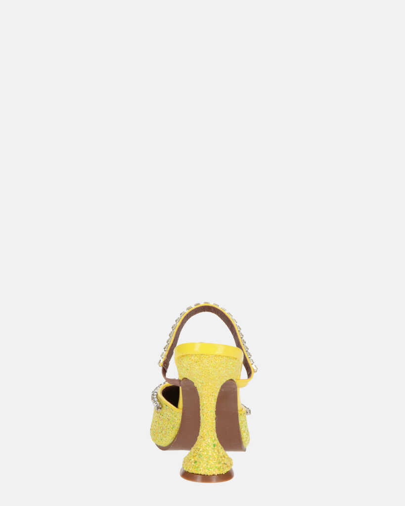 PERAL - scarpa con tacco in glitter giallo con gemme
