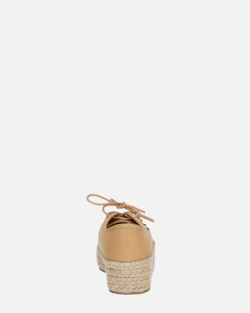 DESTINY - espadrilles à plateforme en dentelle beige